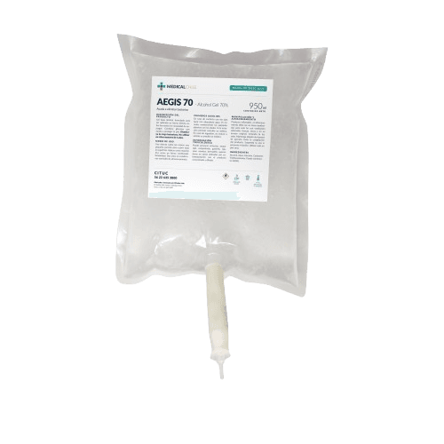 Bolsa colapsable de 950 ml de alcohol gel Aegis 70 con válvula antirreflujo